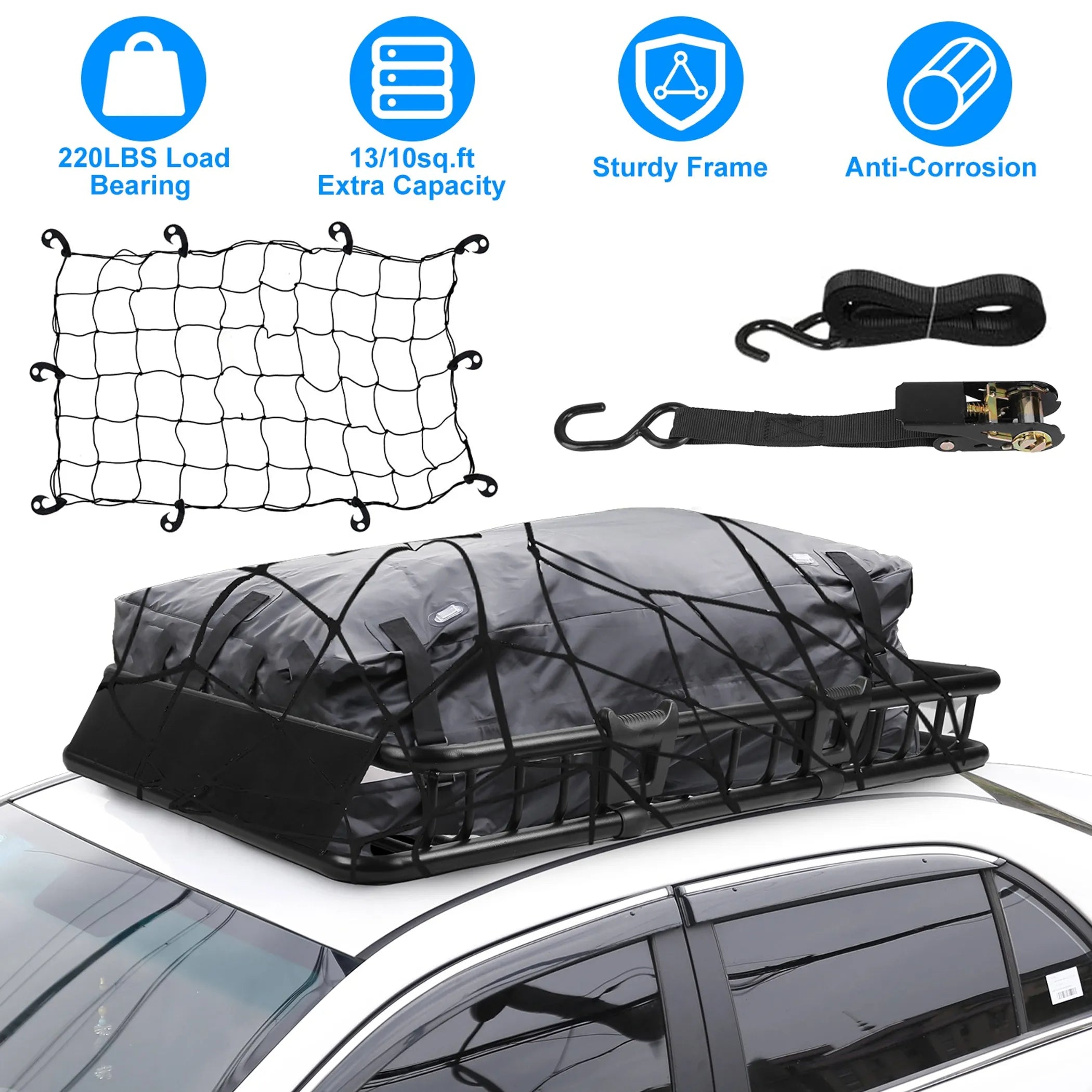 63x39x6.3in Universal Roof Rack Cargo Carrier Car