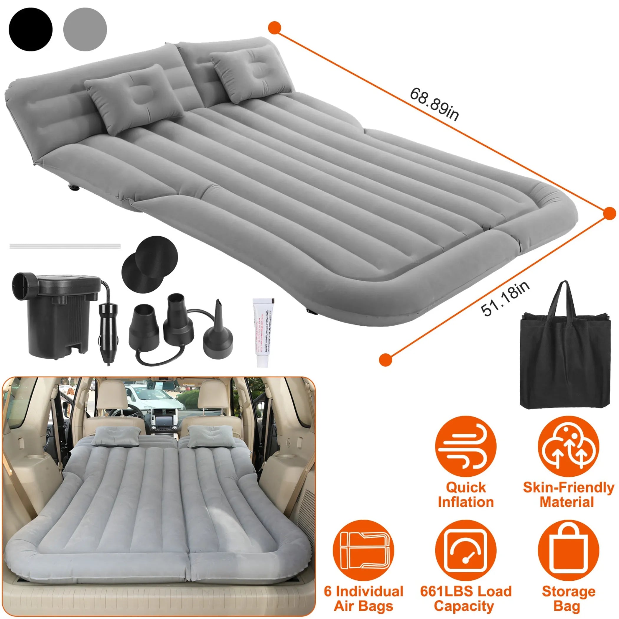 Inflatable SUV Air Mattress Thickened Camping Bed Cushion