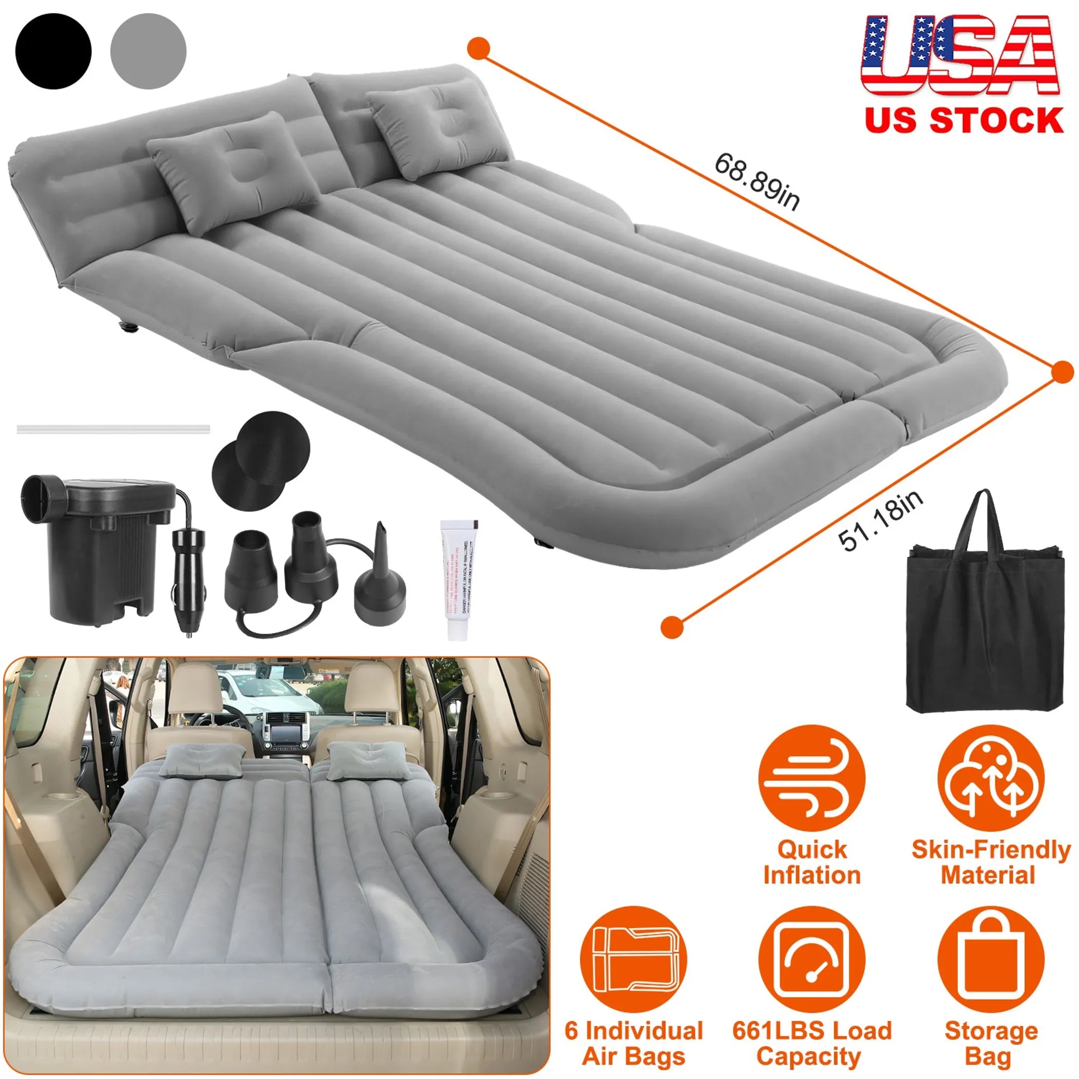 Inflatable SUV Air Mattress Thickened Camping Bed Cushion