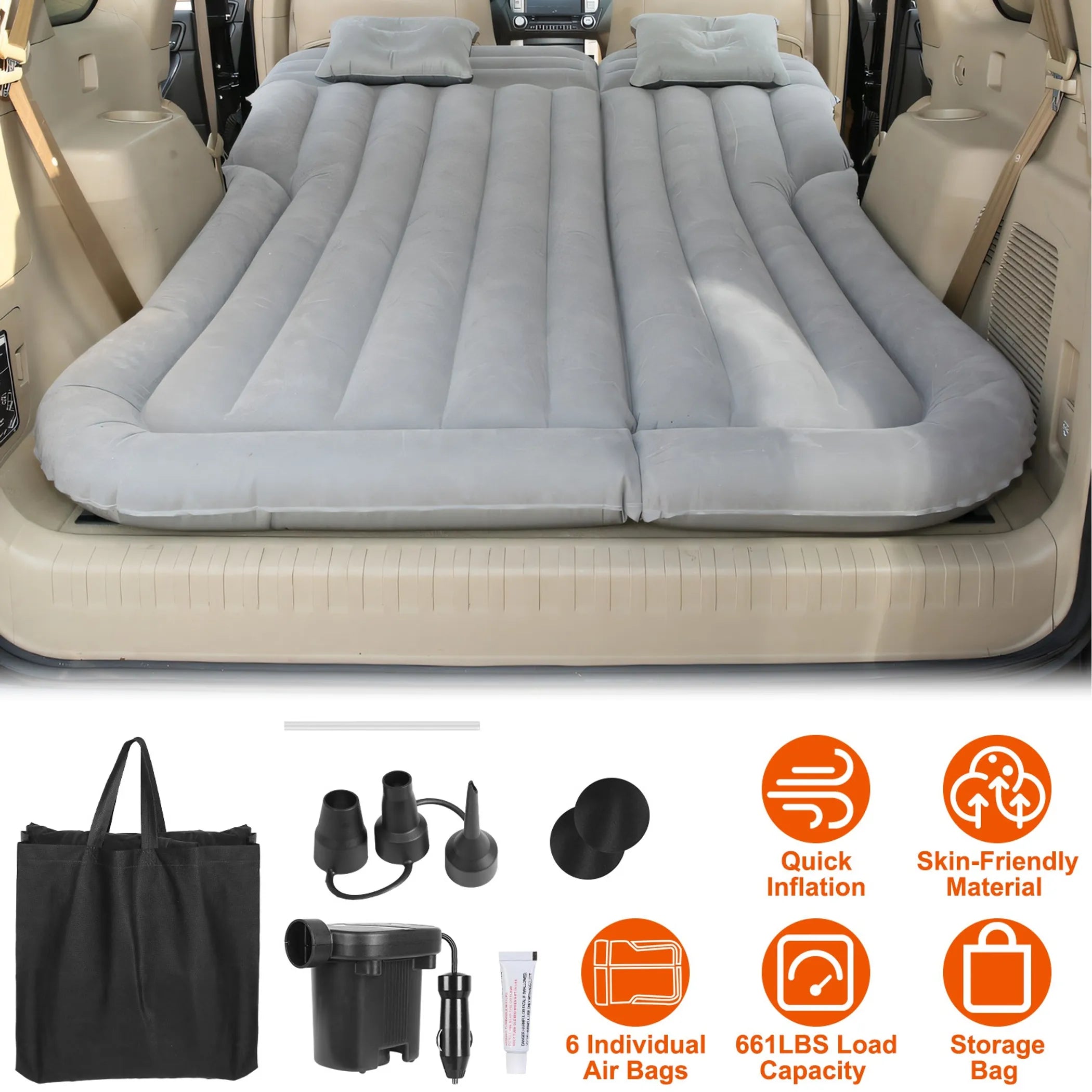 Inflatable SUV Air Mattress Thickened Camping Bed Cushion