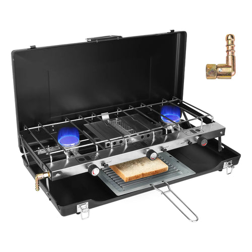 3 Burner Camping Stove 20000 BTU Portable Foldable Propane Stove