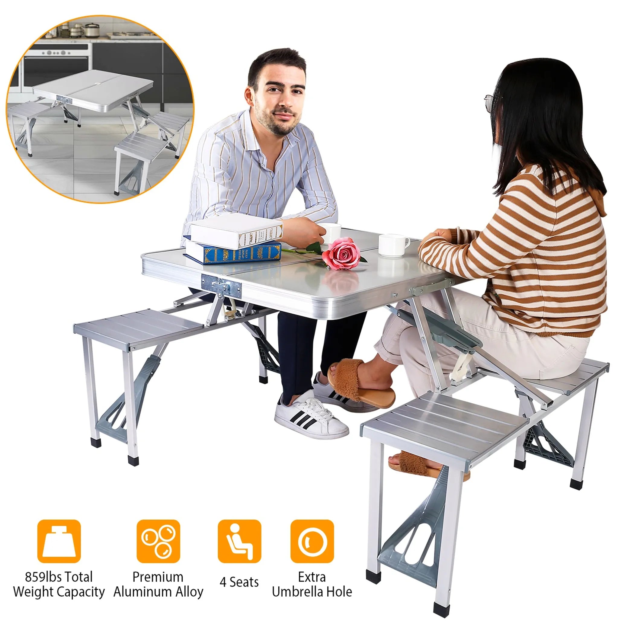 Folding Picnic Table w/ 4 Seats