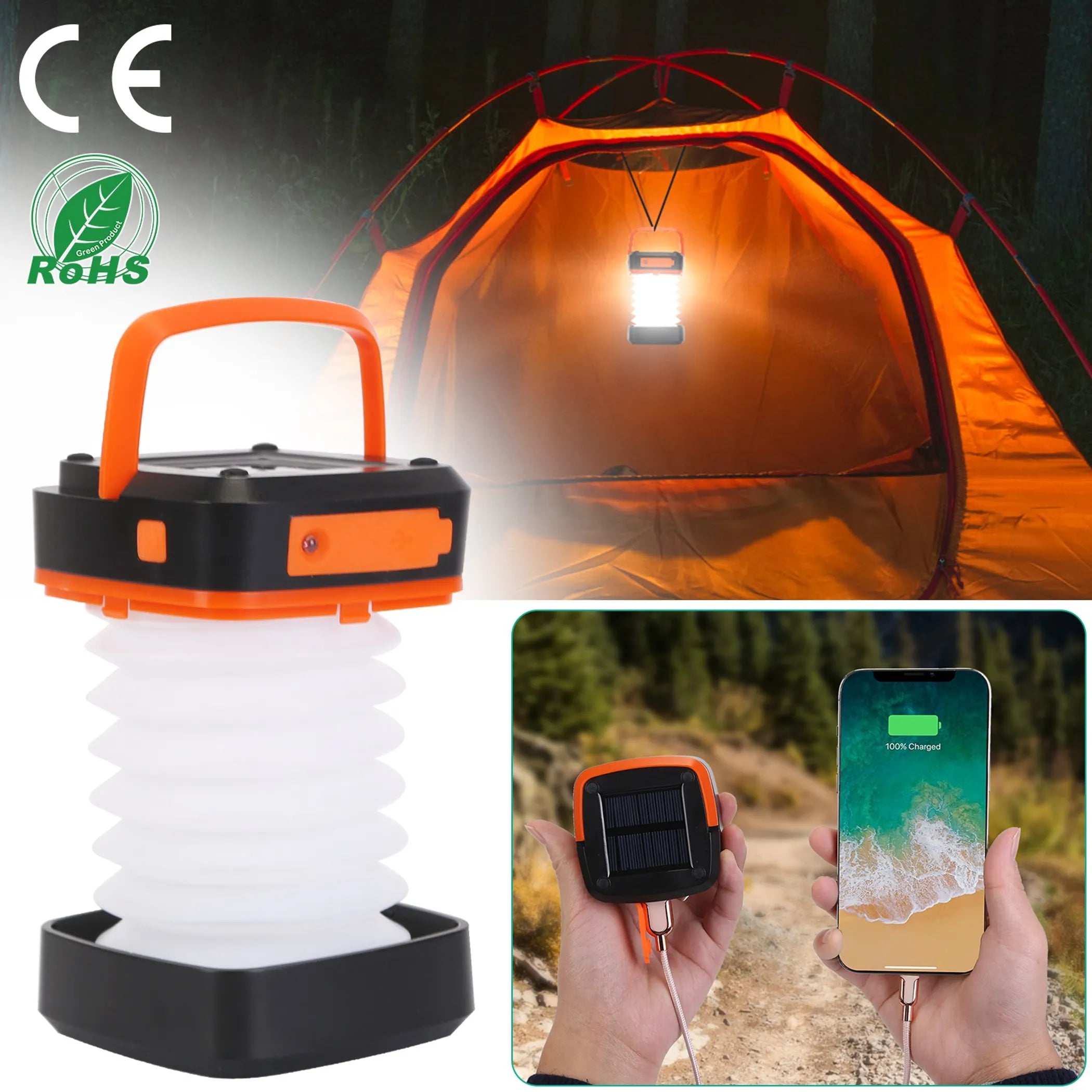 Solar Camping Lantern LED Collapsible Tent Lamp