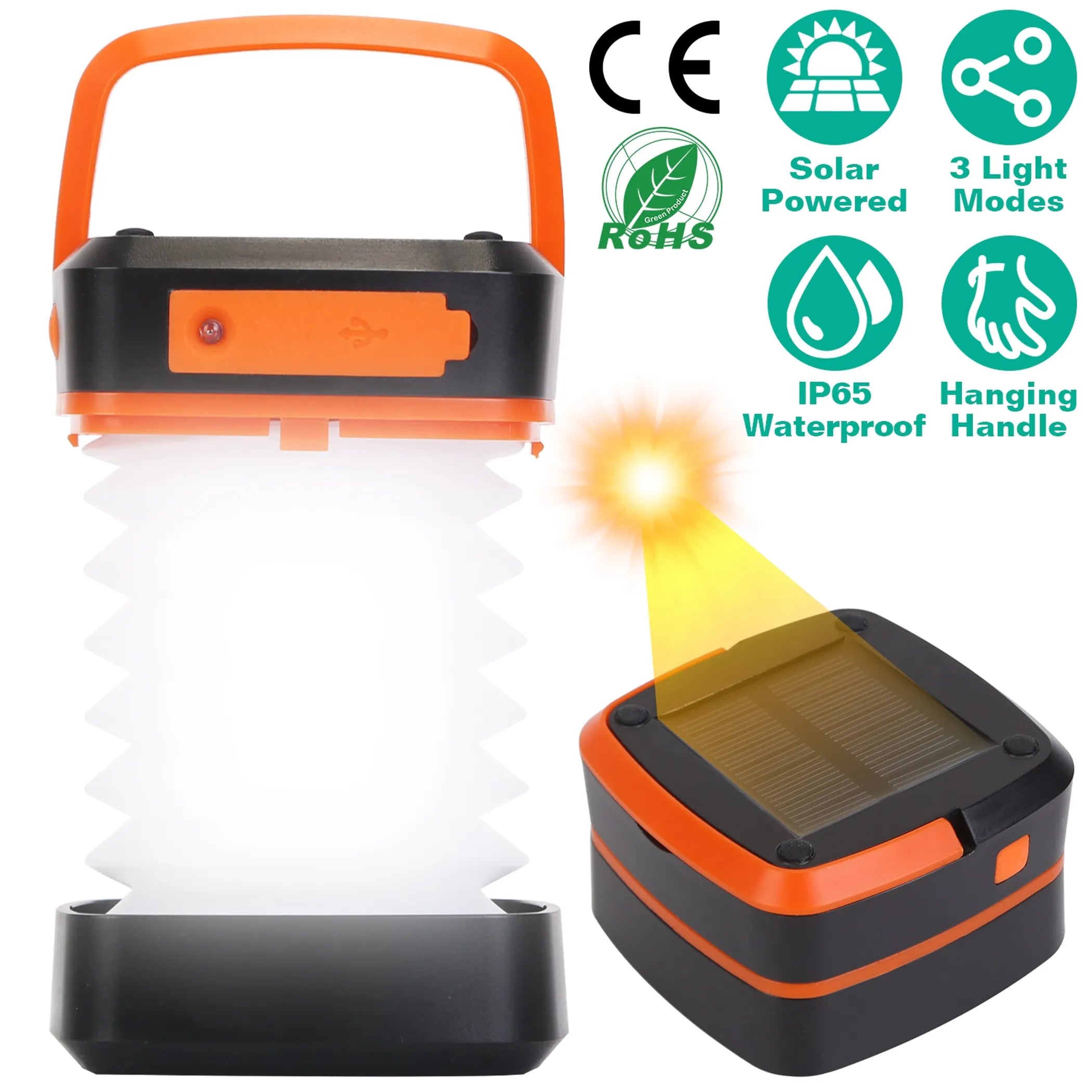 Solar Camping Lantern LED Collapsible Tent Lamp