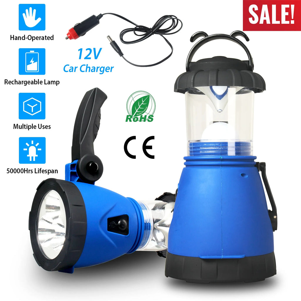 Camping Light Hand Crank Hiking Emergency Spotlight Lantern Lamps