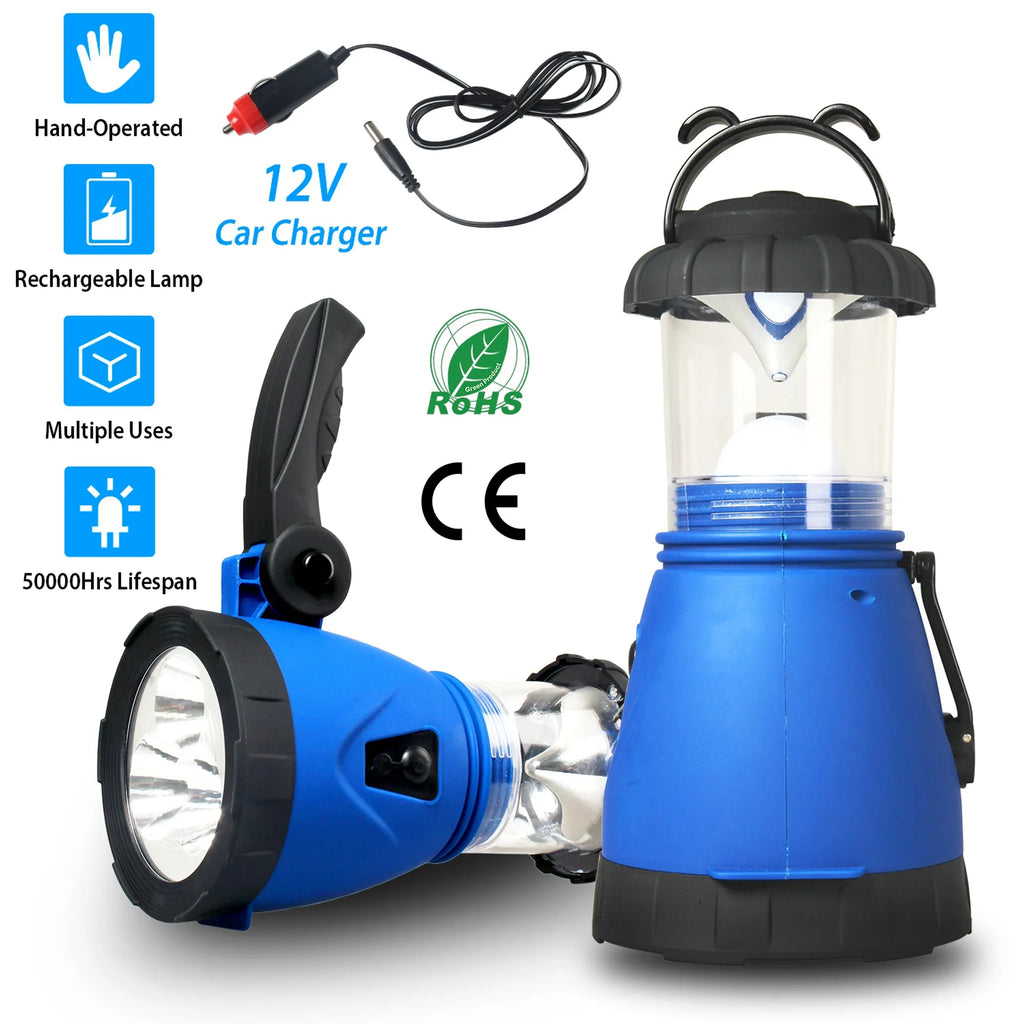 Camping Light Hand Crank Hiking Emergency Spotlight Lantern Lamps