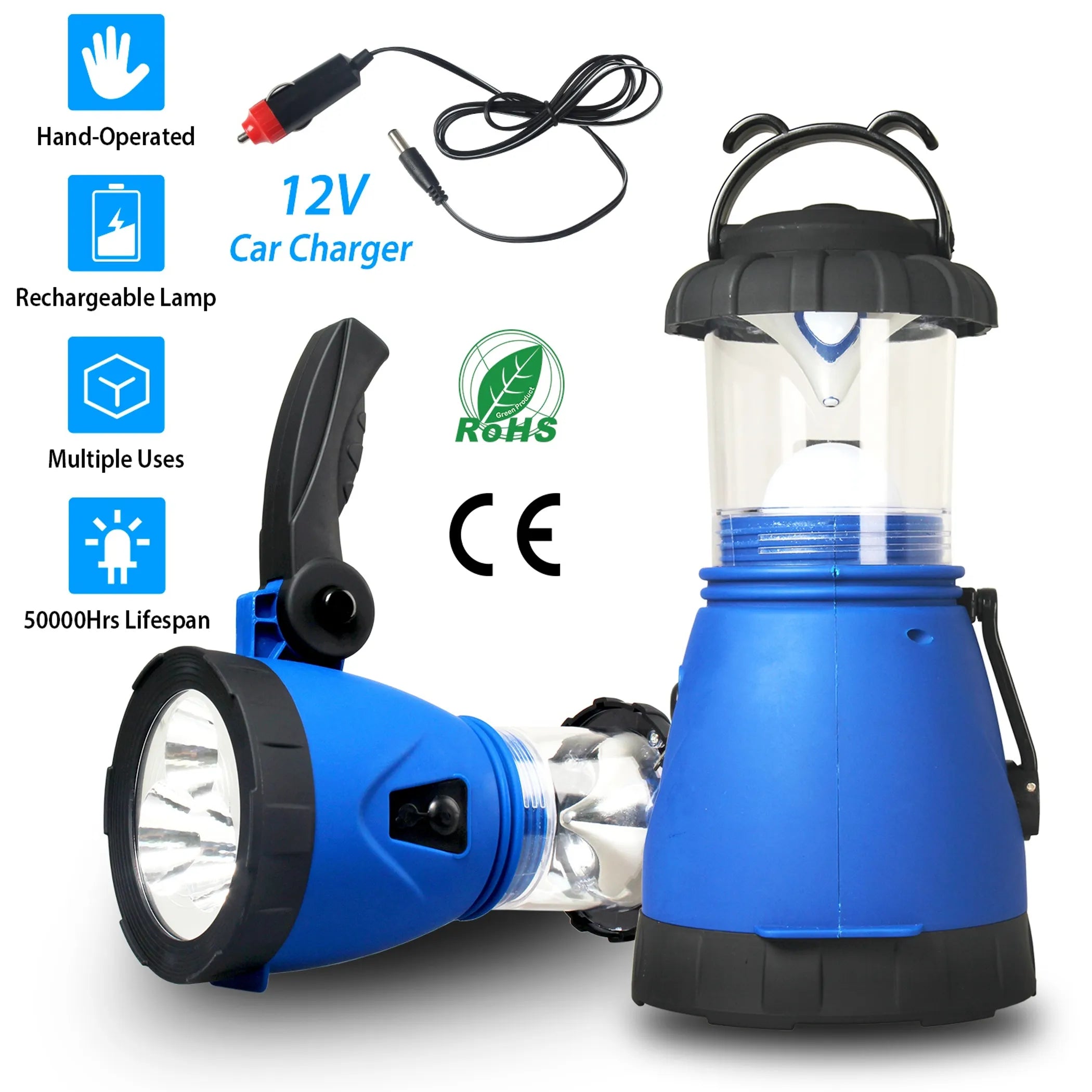 Camping Light Hand Crank Hiking Emergency Spotlight Lantern Lamps