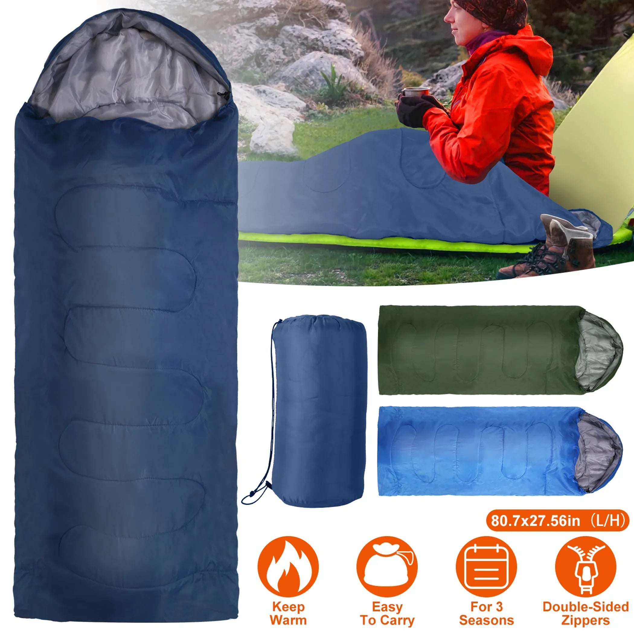 Camping Sleeping Bags for Adults Teens Moisture-Proof Hiking Sleep Bag