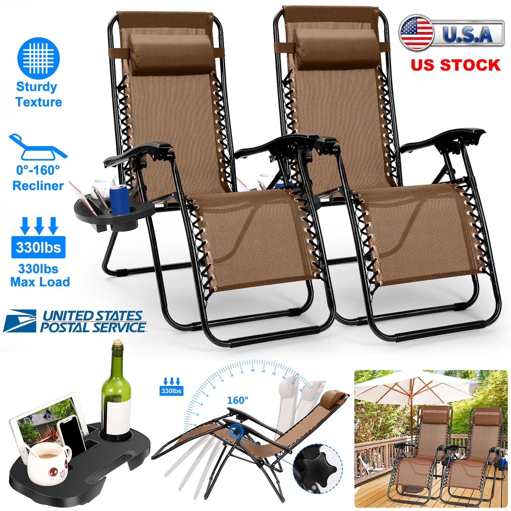 2Packs Zero Gravity Lounge Chair