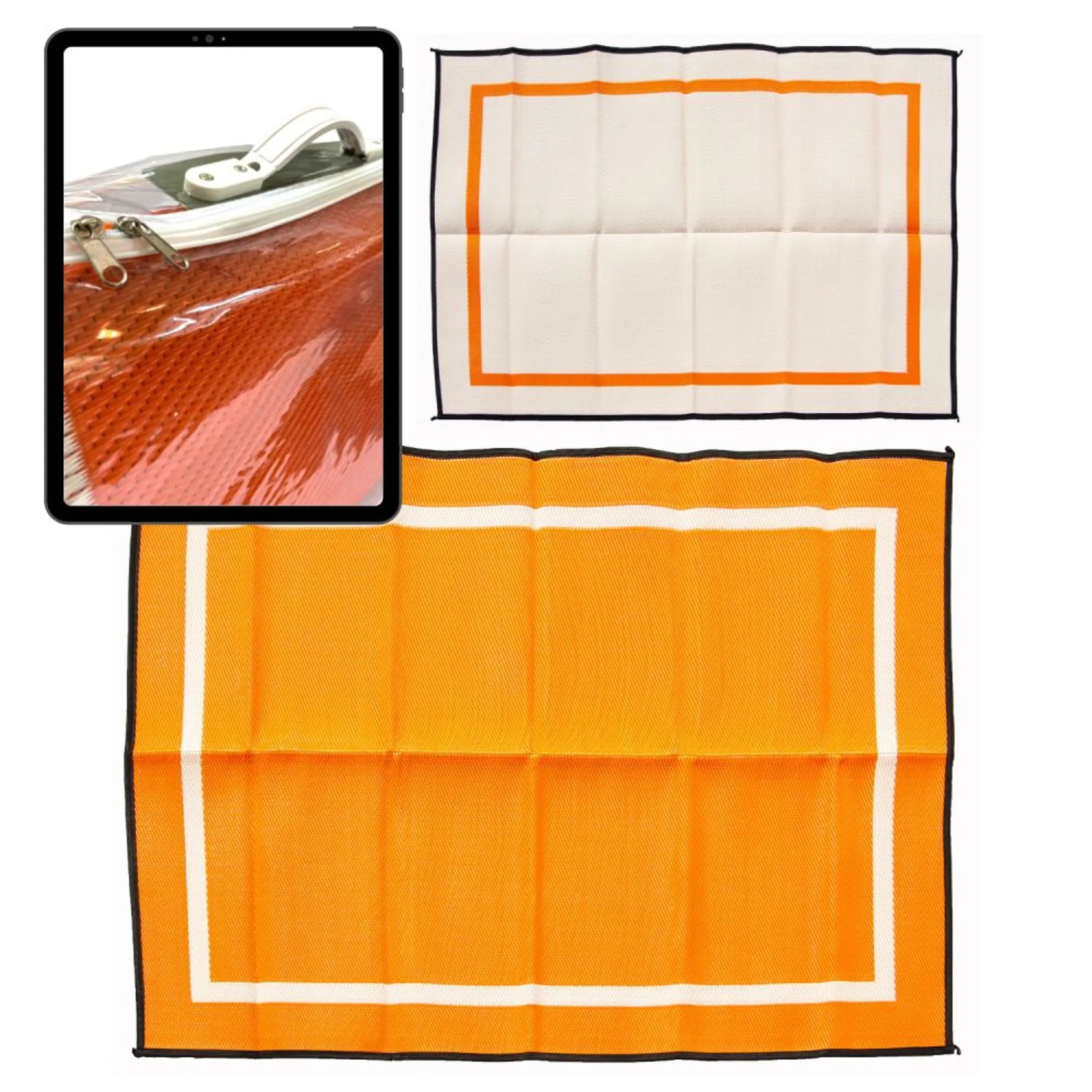 Recycled Plastic Indoor & Outdoor Rug with plastic carry bag: Sunset Orange 5' x 7'